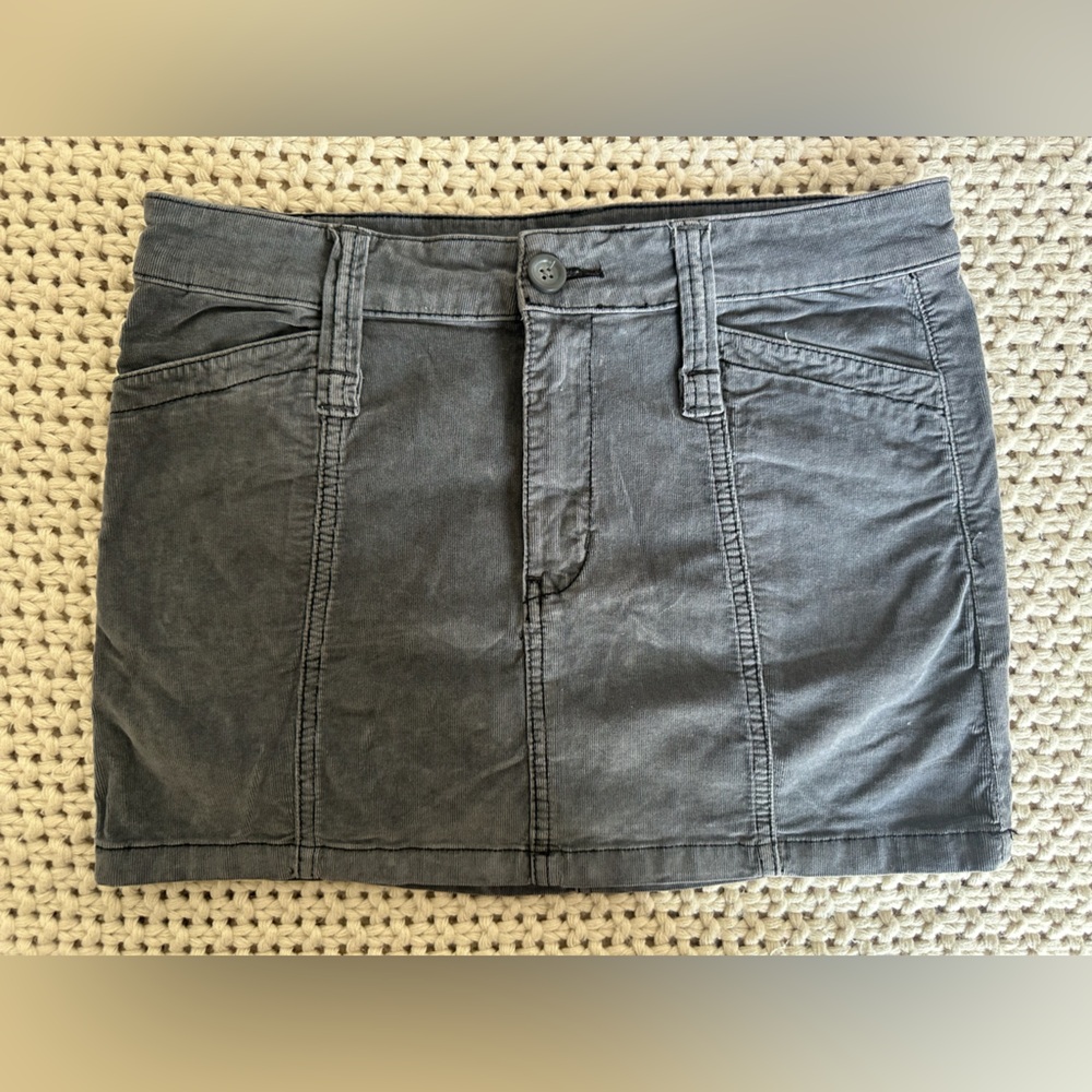 Free People Charcoal Cord Mini Skirt - Picture 1 of 2